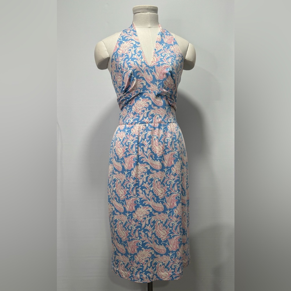 J. McLaughlin Fully Lined Blue 95% SILK Dress EUC - Picture 2 of 12